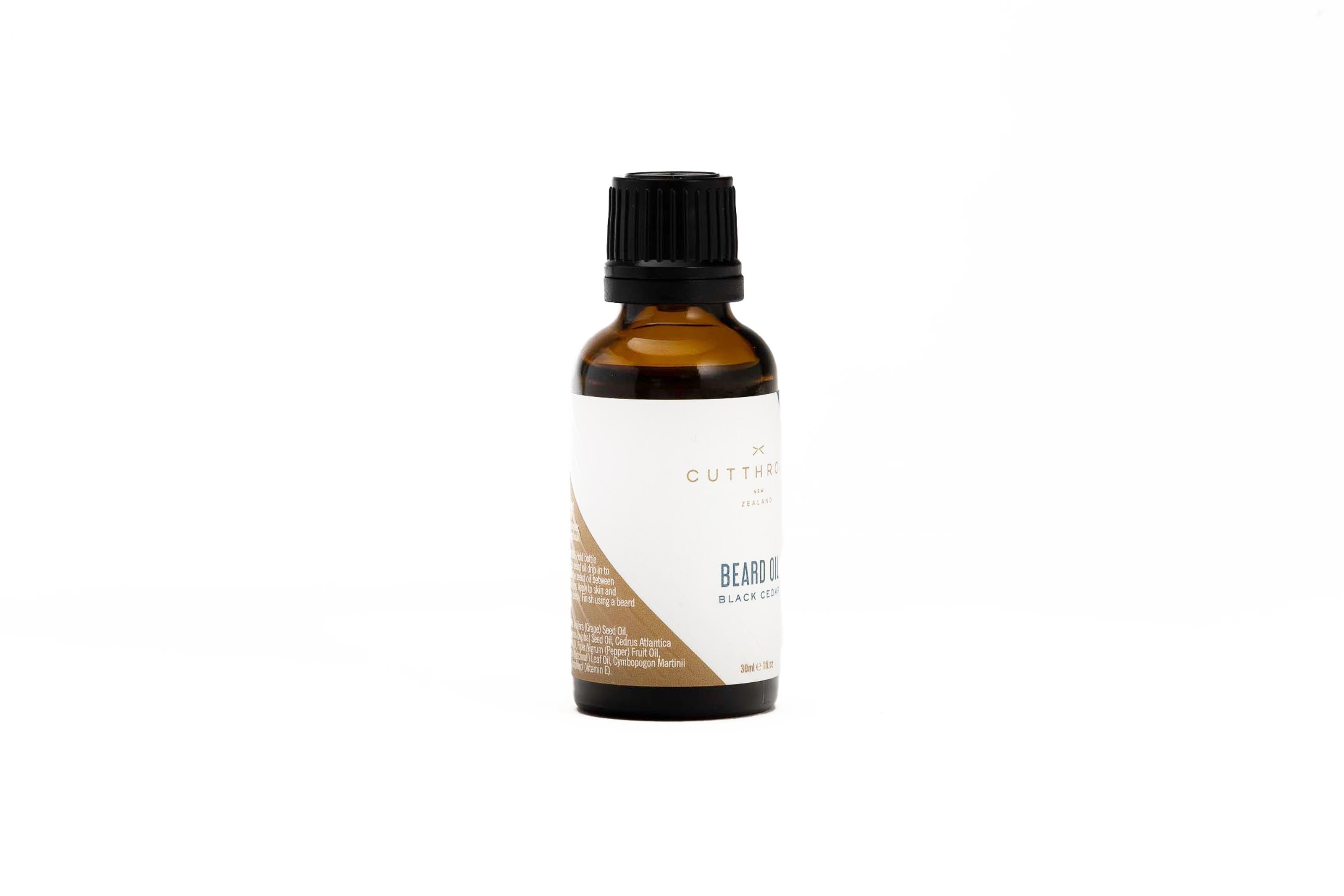 Cutthroat black cedar beard oil