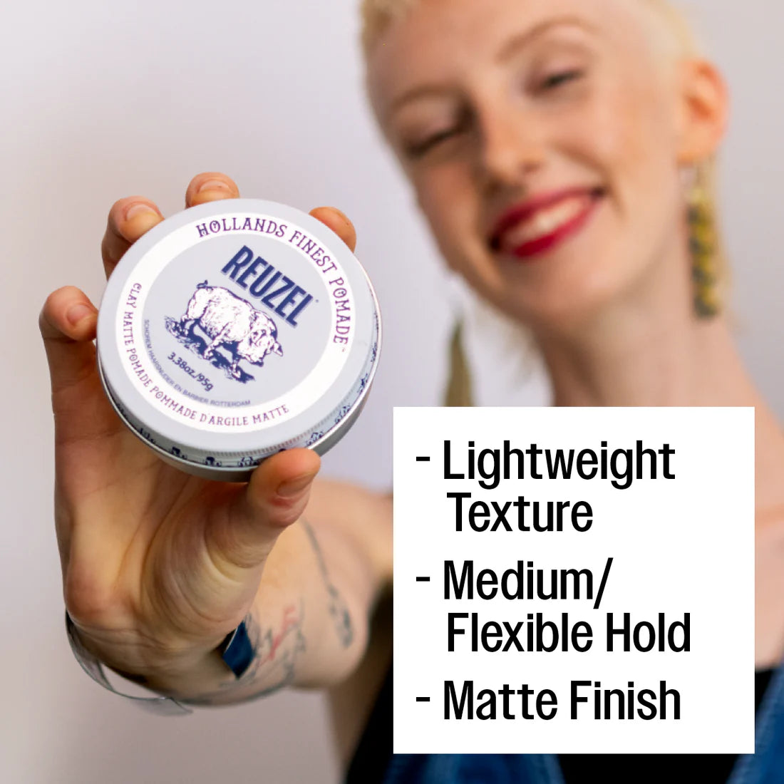 Reuzel Road Trip Clay Matte Pomade (95 g Full‑Size + 35 g Mini for Road Trips)