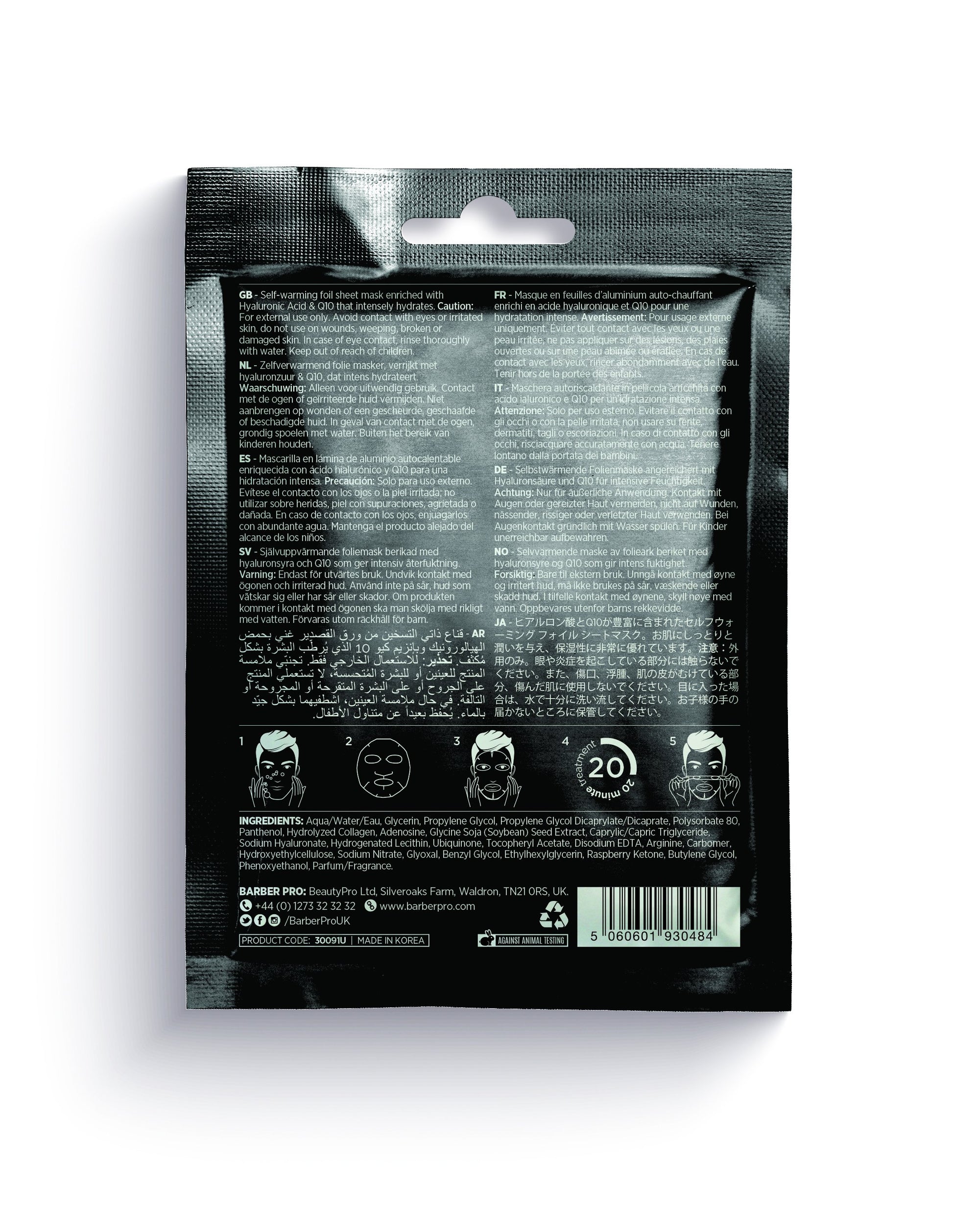 Barber Pro Skin Renewal Foil Mask reverse