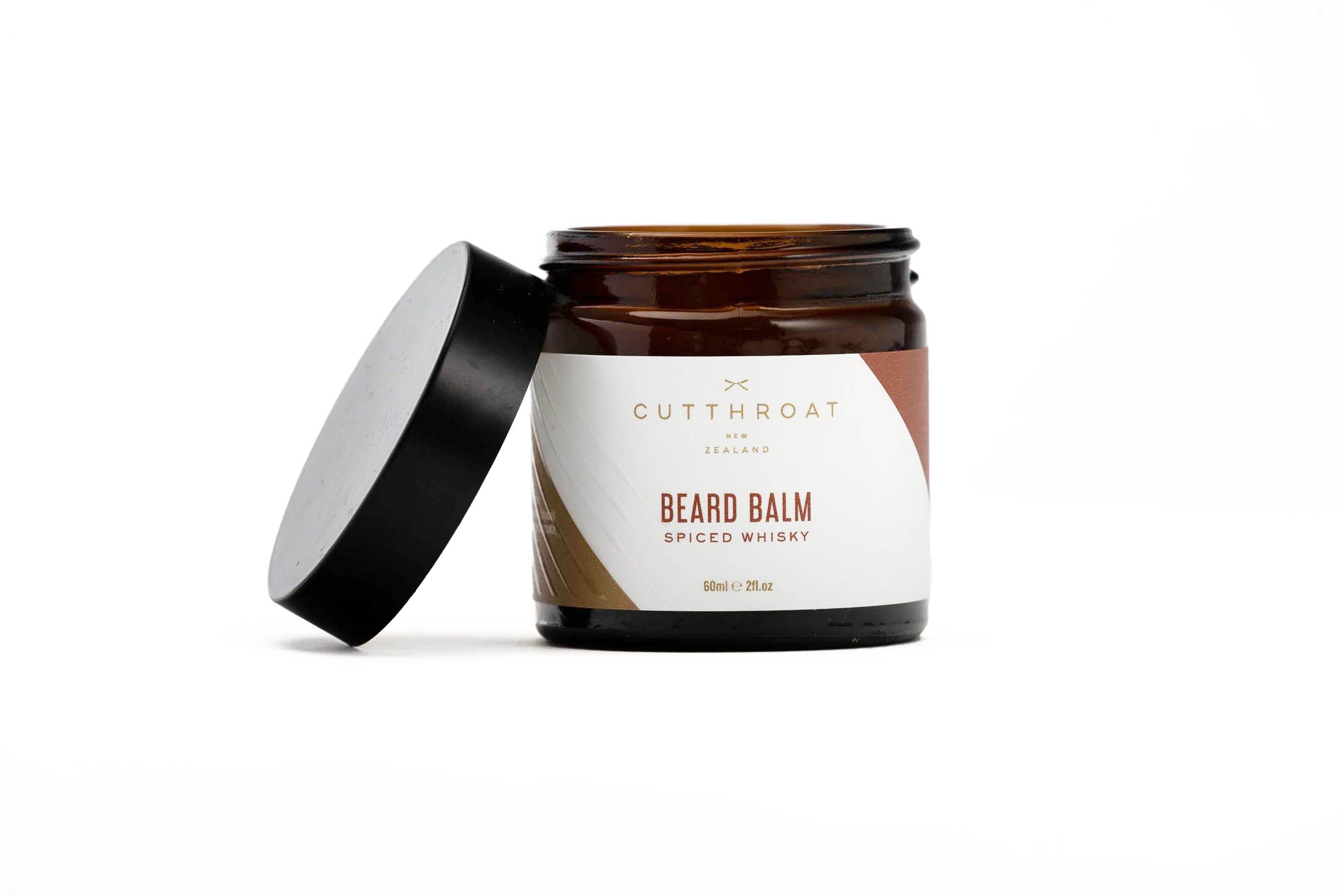 spiced whisky beard balm lid off