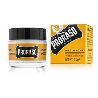 proraso moustache wax wood and spice